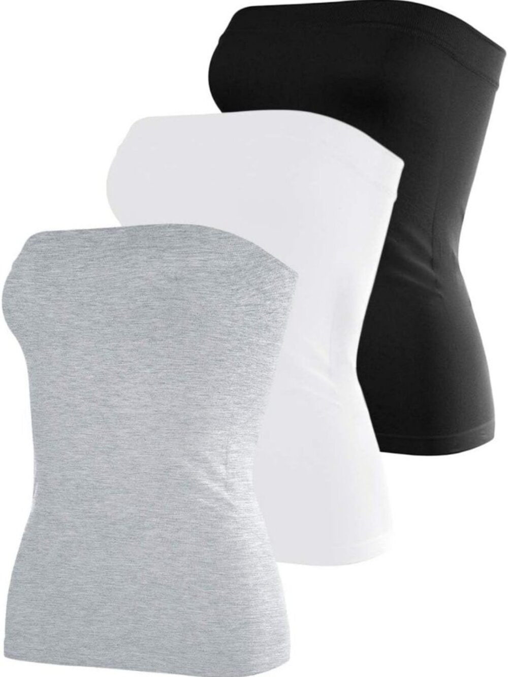 Summer Cotton Tube Tops for Women - Cute Strapless Stretchy Bandeau 3 Pack